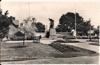 Rare Old R/p Postcard - War Memorial - Chester Road - Wrexham Denbighshire 1962