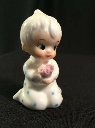 Vintage Napcoware 2 " Bone China Baby Pajama Boy Figurine W/ Flowers