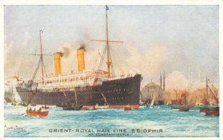 Orient Royal Mail Line Ss Omrah At Constantinople Vintage Postcard Je359085