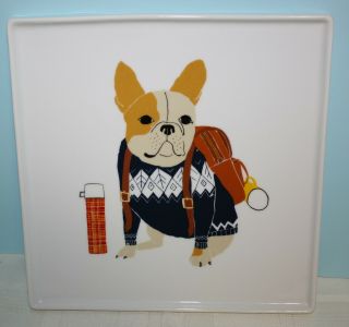 Claudia Pearson For West Elm French Bulldog 9 " Square Dog Plate/platter