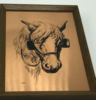 Vintage Framed Copper Horse Picture Etchmaster Etching Cecile Curtis