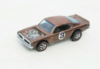 Vintage 1969 Hot Wheels Green King Kuda Redline Toy Car Bronze Metallic - A2