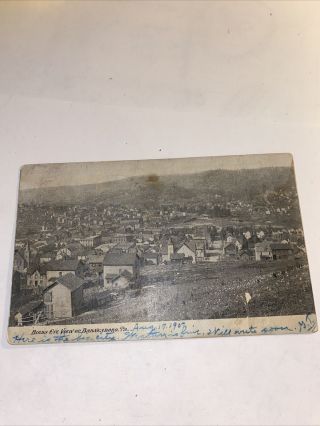 Photo Postcard 1907 Birds Eye View Of Barnesboro Pa With Old Stamp