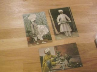 6 Lovely Old Postcards Indian Table Boy,  Orderly,  Gardener,  Sweeper Etc
