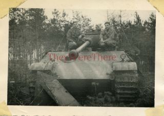Wwii Photo - 1st Armored Division - Captured German Panther V Tank W/ Us Gis - 1
