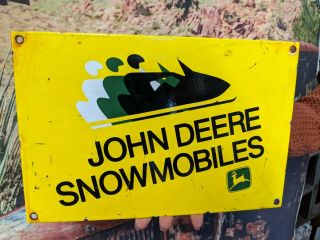 Vintage Old John Deere Snowmobile Farm Tractor Porcelain Oil & Gas Station Sign