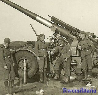Rare German Elite Waffen Troops W/ Captured British Aa Gun; Calais,  France