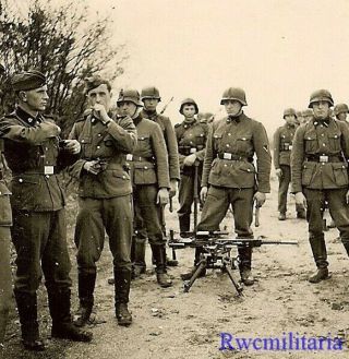 Rare German Elite Waffen Totenkopf Division Troops W/ Captured Machine Gun