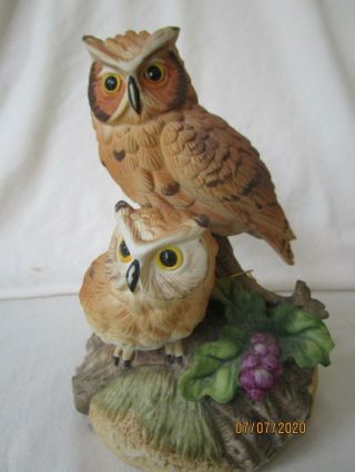 Ceramic Owls Music Box,  Collectible,  Birds,  Decor,  Gift World Of Gorham,  Music