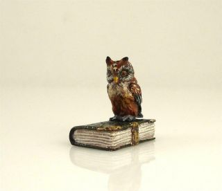 Franz Bergmann Vienna Brass Owl On Book Cold Painted Bird Bergman Bronze