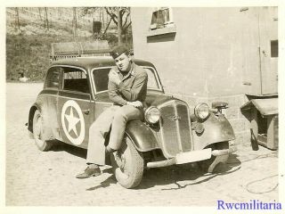 Port.  Photo: RARE US Army Lieutenant w/ Captured German DKW - F8 Staff Car 2