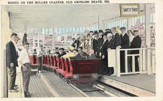Old Orchard Beach Me Riding On The Roller Coaster Postcard