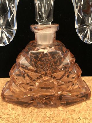 Vintage Large Czech Art Deco Pink/Clear Glass Perfume Bottle 3