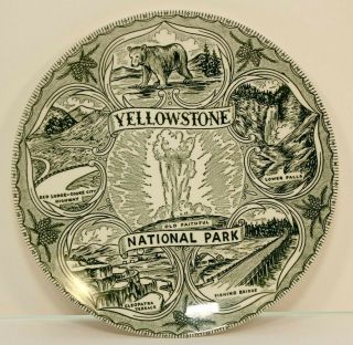 Vintage Yellowstone National Park Souvenir Plate Old Faithful Bears Falls