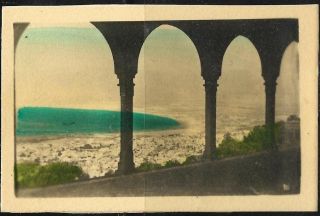 Judaica Palestine Old Small Photo Card Haifa The Bay