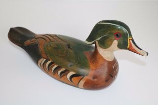 Vintage Tom Taber Wood Duck Decoy Carved Drake