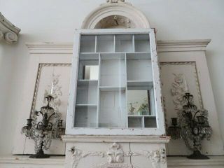 FABULOUS Old Vintage Chippy WHITE Wood Display CABINET Glass Door 13 Shelves 2