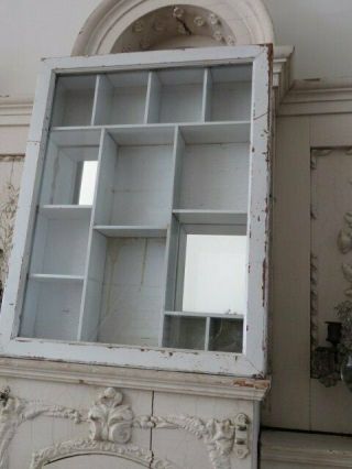 FABULOUS Old Vintage Chippy WHITE Wood Display CABINET Glass Door 13 Shelves 5