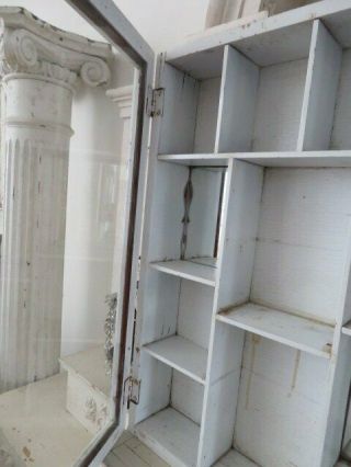 FABULOUS Old Vintage Chippy WHITE Wood Display CABINET Glass Door 13 Shelves 6
