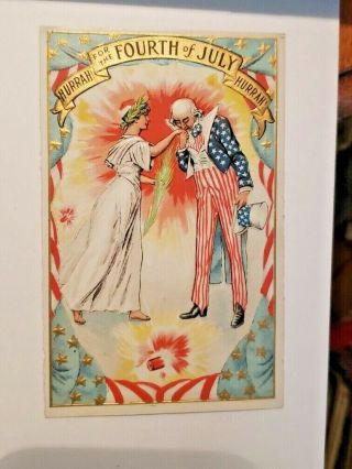 Vintage 4th Of July Patriotic Postcard Uncle Sam