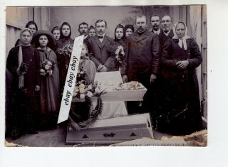 Early 1900 Open Coffin Little Baby Post Mortem Large Photo Europe