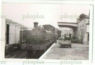 Postcard Size Photo Cardigan Railway Station Wales Vintage Dated 1956