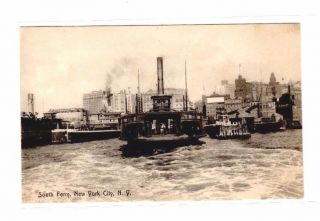 Inv 486 Vintage South Ferry York City Ship Postcard