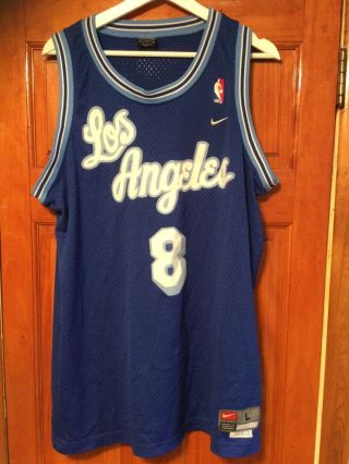 Authentic Nike Kobe Bryant 8 Los Angeles Lakers Blue Vintage Retro Jersey Size L