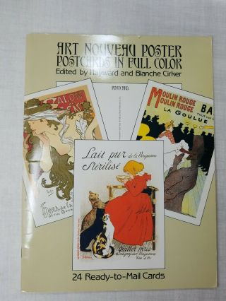 Vintage Art Nouveau Poster Postcards 24 Tear Out Ready To Mail Art Card Ephemera