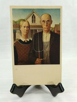 American Gothic Grant Wood The Art Institute Of Chicago Vintage Postcard