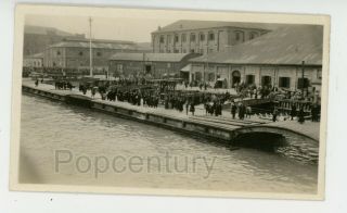 China 1920 Photograph Peking Usmc Shanghai Crowded Wharf Harbor Buildings Photo