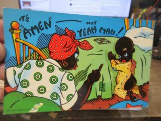 Other Old Bawdy Comic Funny Cartoon Postcard Black African American Nanny Prayer