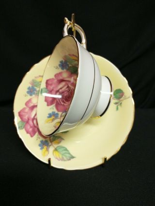 Vintage Paragon Yellow Cabbage Rose Tea Cup & Saucer
