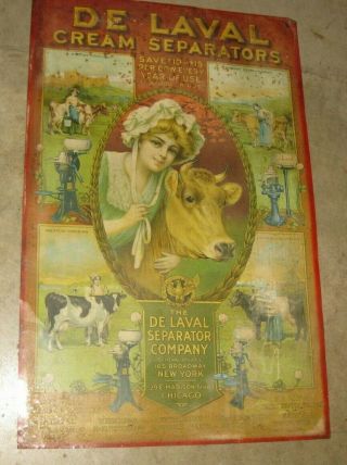 Rare Vintage 1910 De Laval Cream Separators Sheet Metal Sign 20 " X 31 "