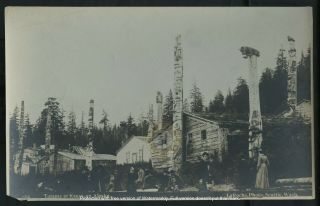 Vintage Alaska Photograph: Totem Poles By Laroche C.  1910s