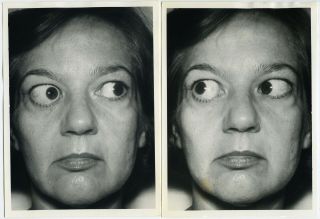 Eye Doctor Visit Close Up Faces Woman Four Views Vintage Photos