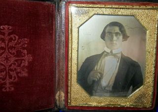 Look Sitting Bull ? 1/6th Size Daguerreotype Of Young Man In Full Case