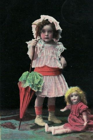 Me2898 Vintage Toys,  Victorian Girl Her Big Doll Col Pr.  Sec.