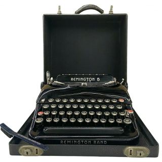 Vintage Antique 1937 Remington Rand 5 Portable Typewriter W/ Case & Brush