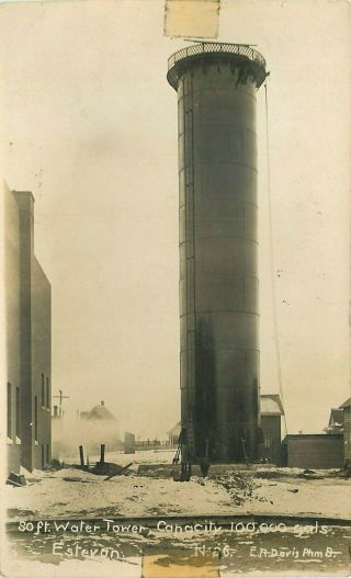 Estevan Saskachewan Canada Water Tower Old Real Photo Postcard