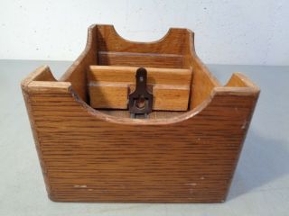 Vintage Antique Yawman & Erbe Mfg Oak Desk Top File Recipe Index Oak Box
