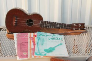 Vintage C.  F.  Martin & Co.  Ukulele Nazareth Pa W/ Case & Sheet Music " Parts "