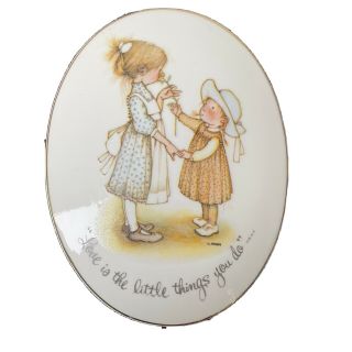 Vintage Holly Hobbie Porcelain Decorative Hanging Plaque Japan Love Little Girl