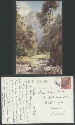 India Kg5 1a 1920 Old Postcard The Glen,  Simla,  River Scene Shimla,  Artist Drawn