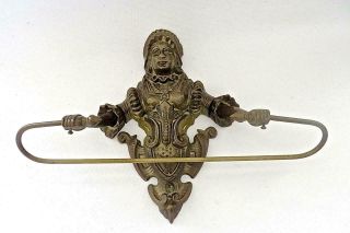 Antique French 19th Century Bronze Figural Victorian Lady Towel Holder