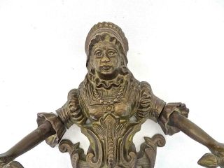 Antique French 19th Century Bronze Figural Victorian Lady Towel Holder 2
