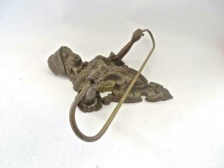 Antique French 19th Century Bronze Figural Victorian Lady Towel Holder 3