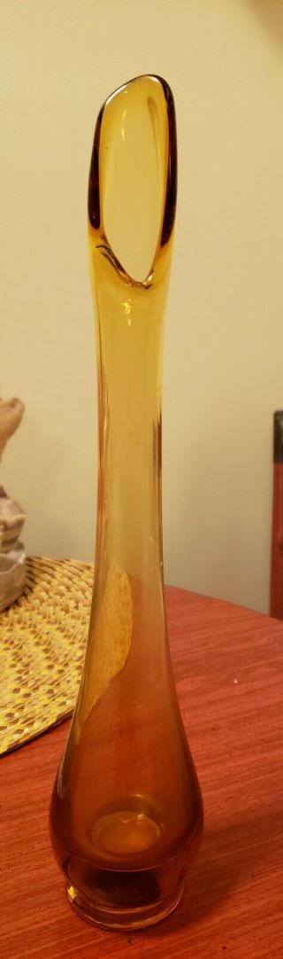 Vintage Amber Glass Bud Vase Mid Century Mcm