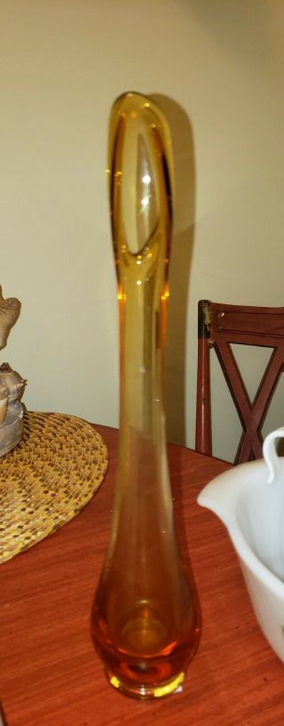 Vintage Amber Glass Bud Vase Mid Century MCM 3