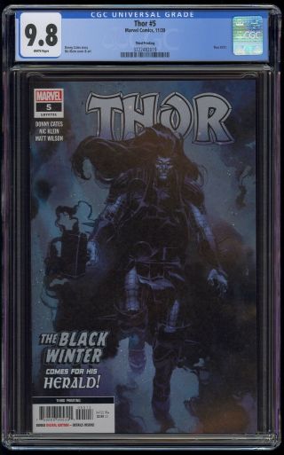 Thor (2020) 5 Third Printing Nic Klein Cover Cgc 9.  8 Blue Label White Pages
